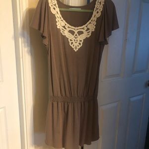 Light brown drop waist dress